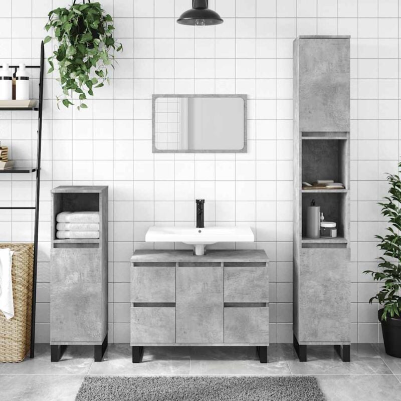 foto del prodotto armadietto da bagno grigio cemento 80x33x60cm legno multistrato vidaxl