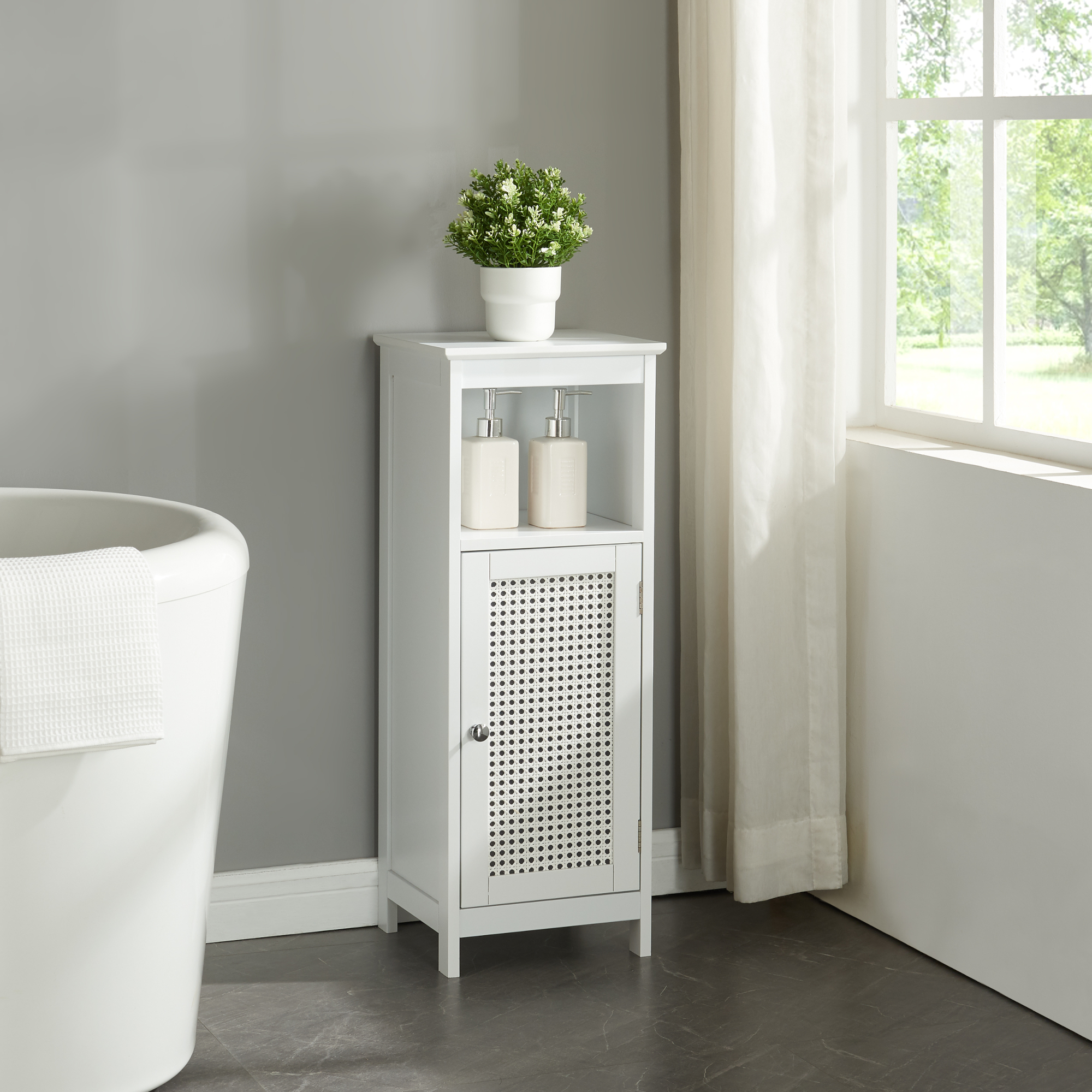 foto del prodotto armadietto da bagno karls y con anta e scomparto bianco en.casa 