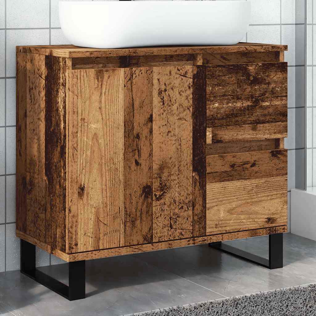 foto del prodotto armadietto da bagno legno antico 65x33x60 cm in truciolato