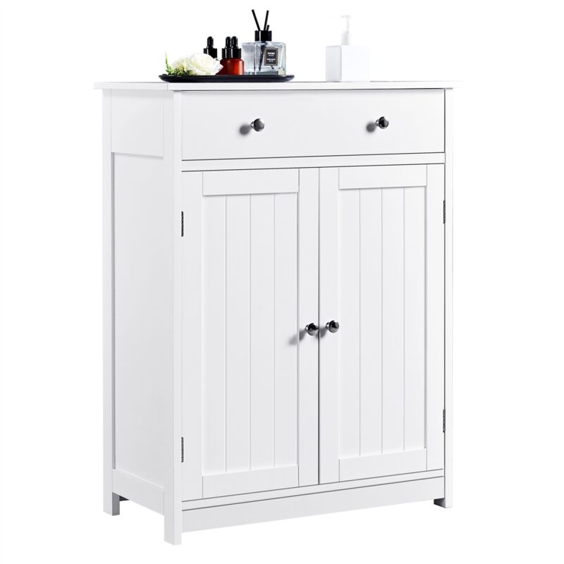 foto del prodotto armadietto da bagno mobiletto salvaspazio a terra per bagno cucina camera da letto ufficio con 2 ante e 1 cassetto 60 x 30 x 80 cm bianco yaheetech