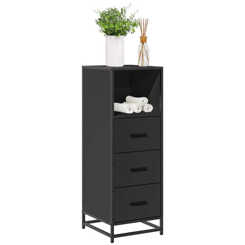 foto del prodotto armadietto da bagno nero 35x37,5x100 cm in legno multistrato vidaxl