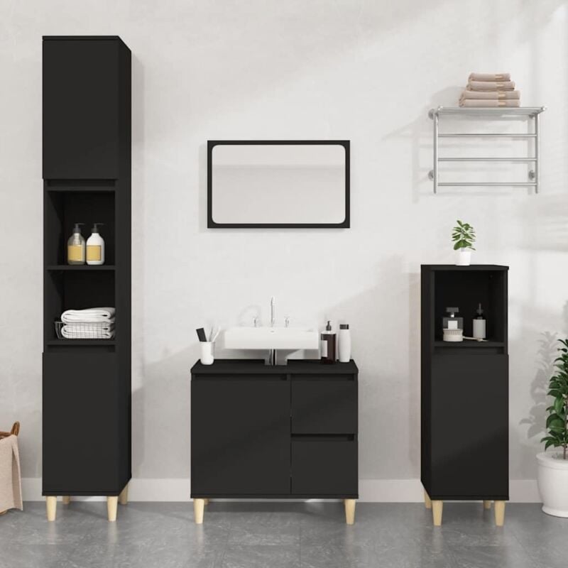 foto del prodotto armadietto da bagno nero 65x33x60 cm in legno multistrato vidaxl