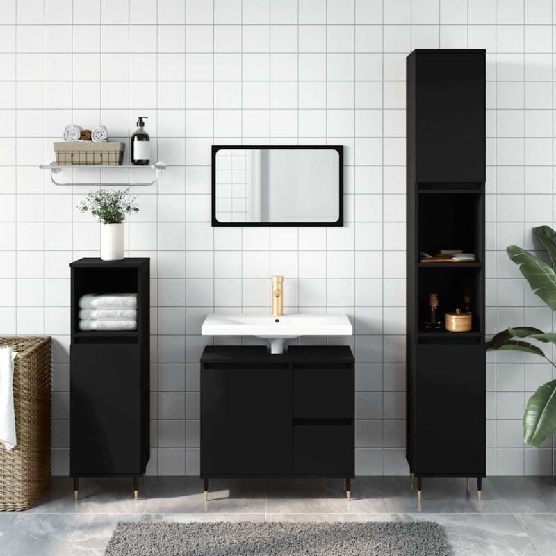 foto del prodotto armadietto da bagno nero 65x33x60 cm in legno multistrato vidaxl