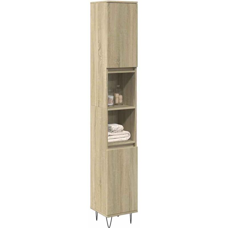 foto del prodotto armadietto da bagno rovere sonoma 30x30x190cm legno multistrato vidaxl