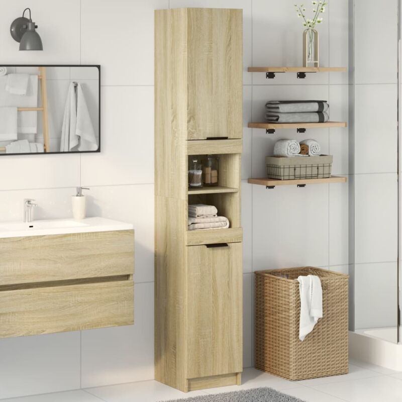 foto del prodotto armadietto da bagno rovere sonoma 32x34x188,5 cm in truciolato vidaxl