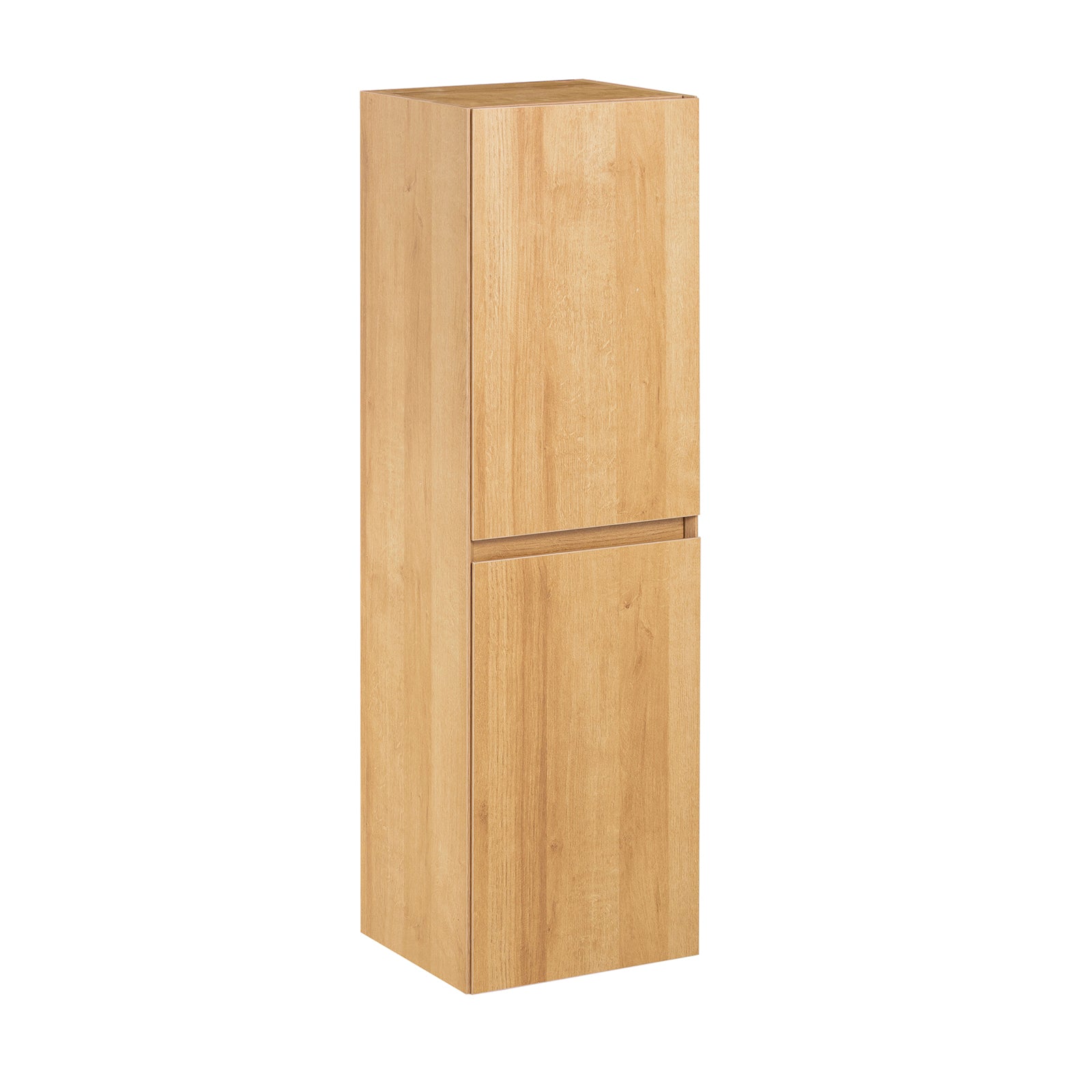foto del prodotto armadietto da bagno sospeso stretto con ripiani mobile alto naturale 35x30x120cm bzr175 n
