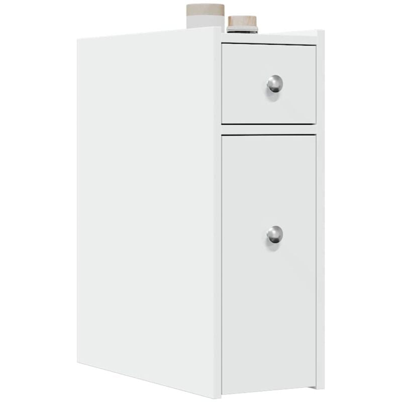 foto del prodotto armadietto da bagno stretto con ruote bianco in truciolato vidaxl