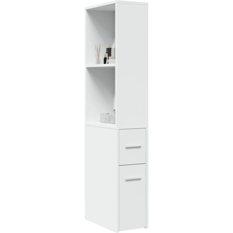 foto del prodotto armadietto da bagno stretto con ruote bianco in truciolato vidaxl