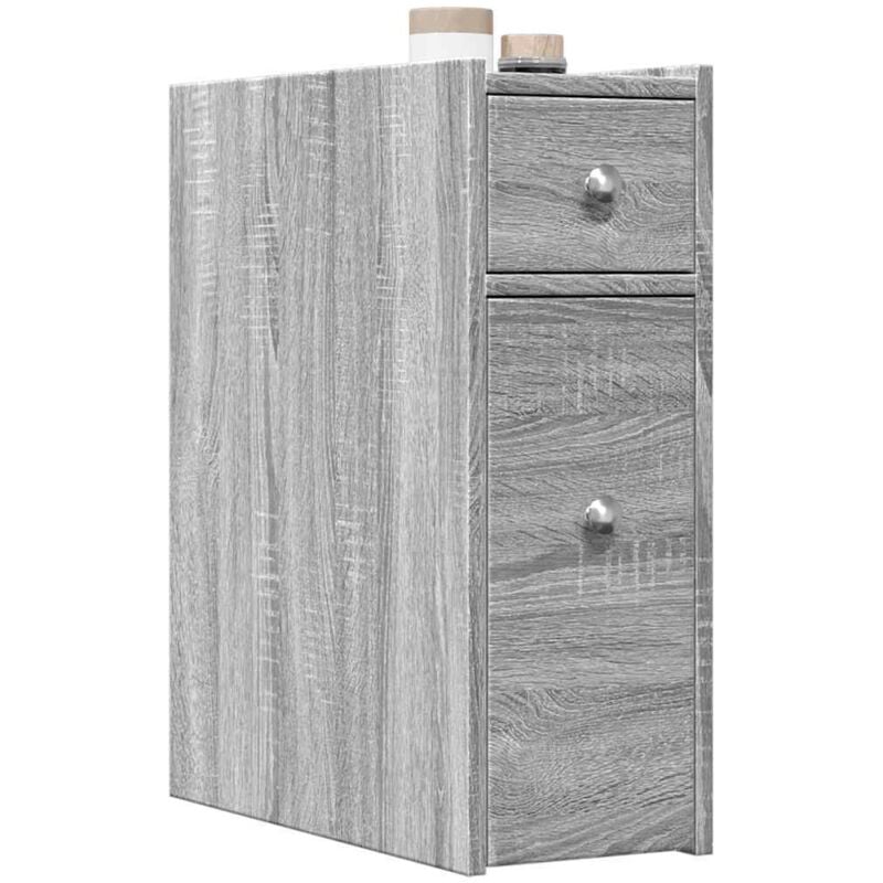 foto del prodotto armadietto da bagno stretto con ruote grigio sonoma truciolato vidaxl