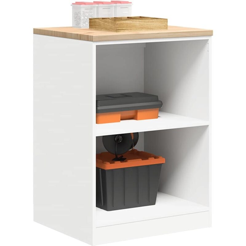 foto del prodotto armadietto da garage bianco 60x51x85 cm legno massello di pino vidaxl