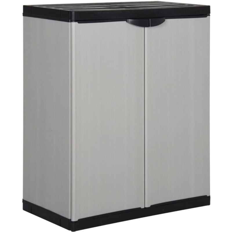 foto del prodotto armadietto da giardino con 1 ripiano grigio e nero 68x40x85 cm vidaxl