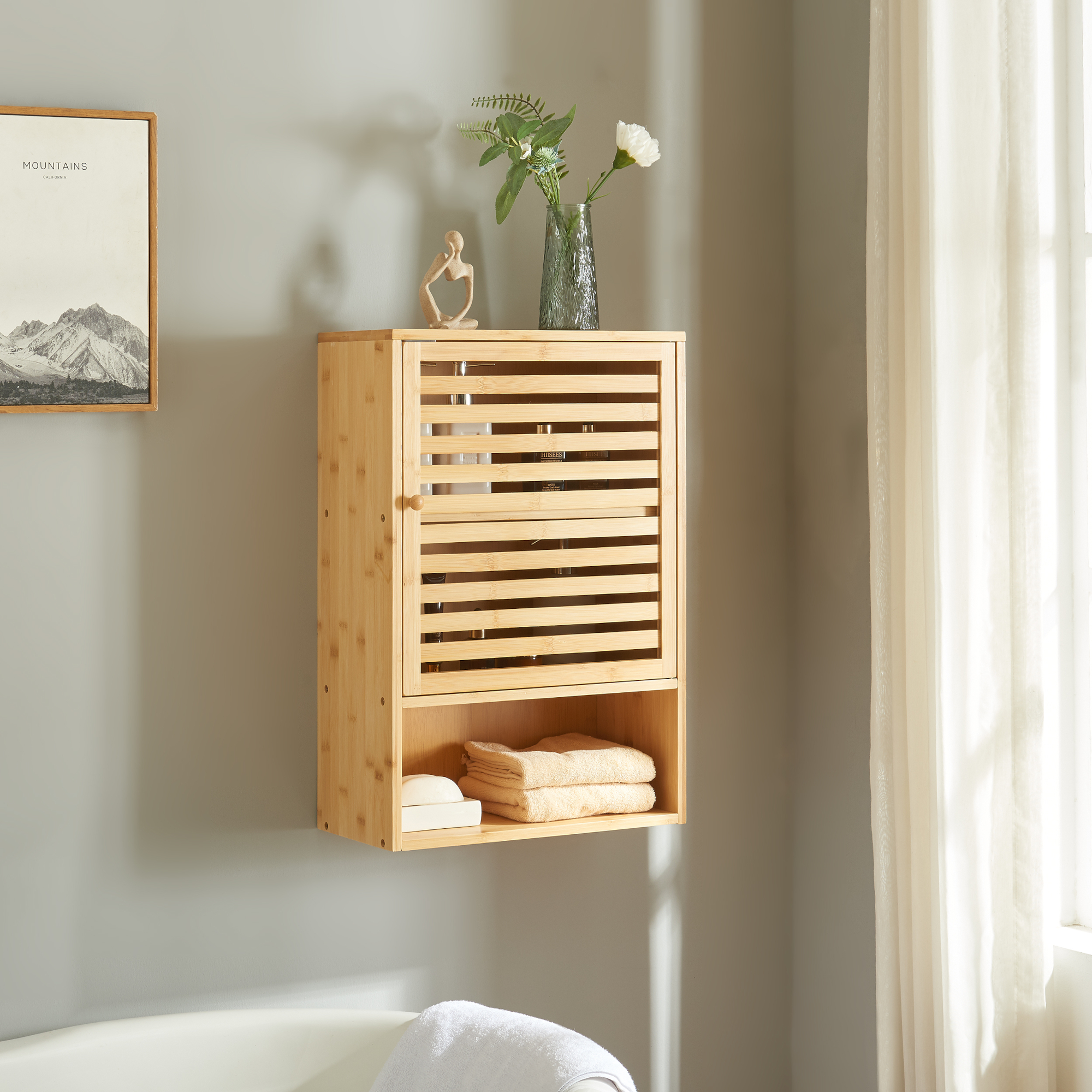 foto del prodotto armadietto da parete per bagno gjesdal in bamb naturale 60x40x 20 cm en.casa 