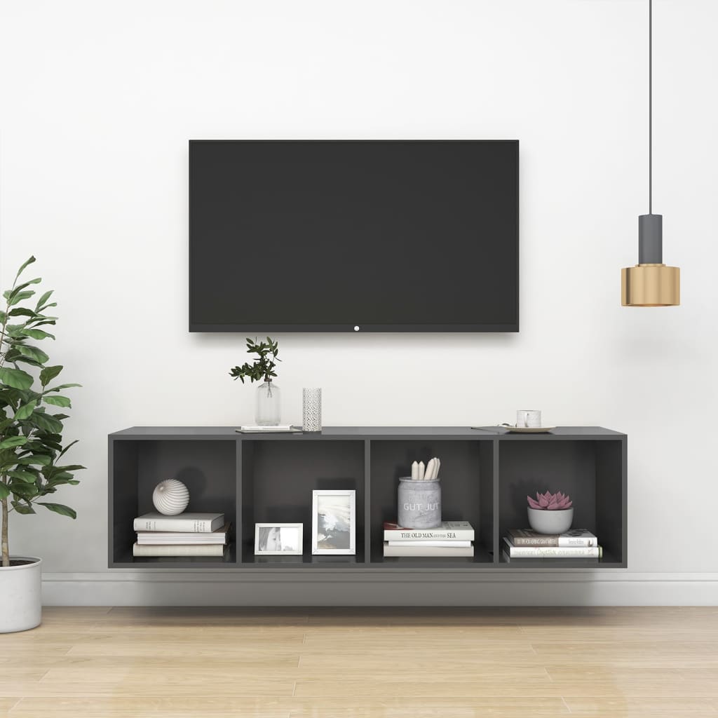 foto del prodotto armadietto da parete per tv grigio 37x37x142,5 cm in truciolato