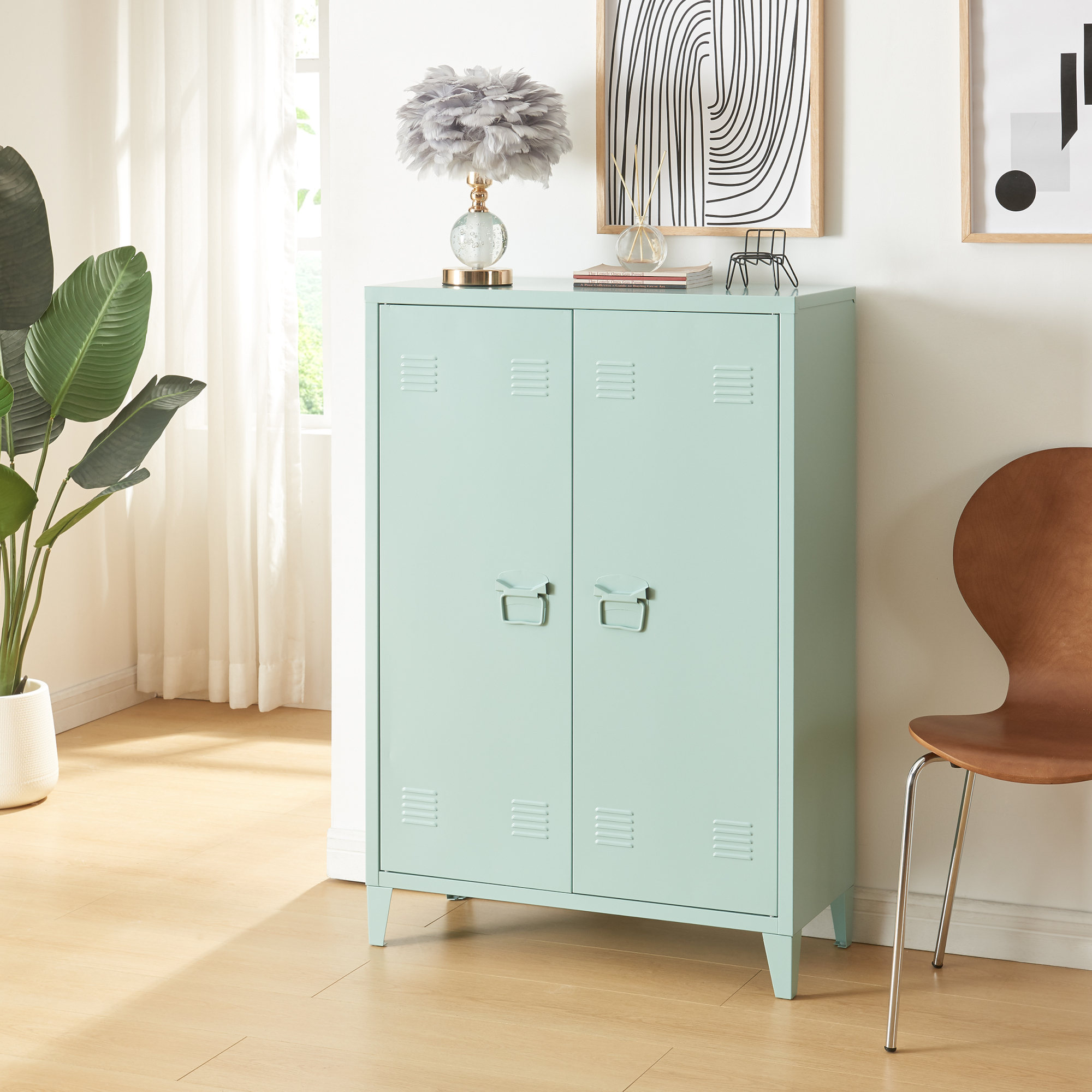 foto del prodotto armadietto da ufficio orip in acciaio 110 x 75 x 33 cm verde pastello en.casa 