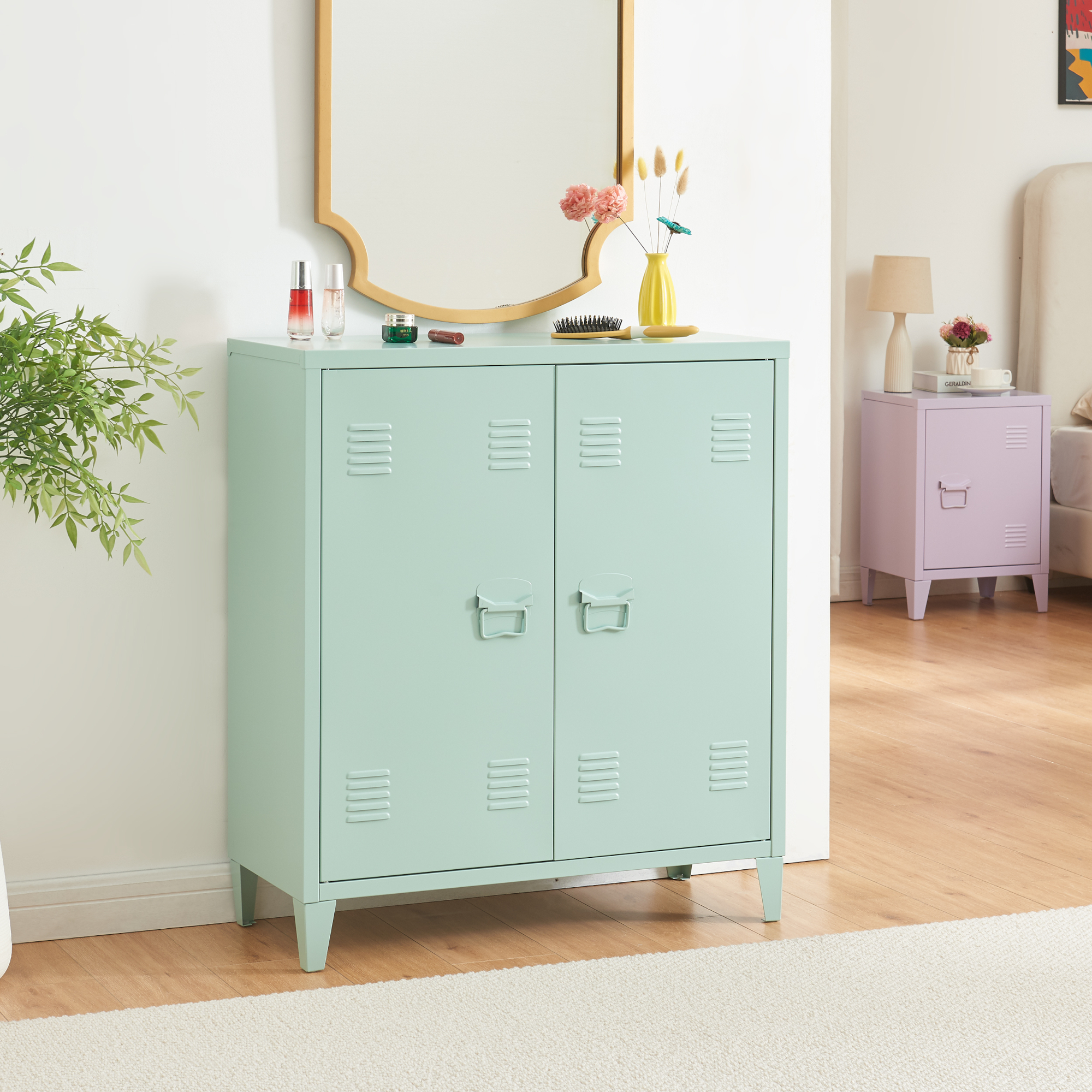 foto del prodotto armadietto da ufficio orip in acciaio 90 x 80 x 33 cm verde pastello, opaco en.casa 