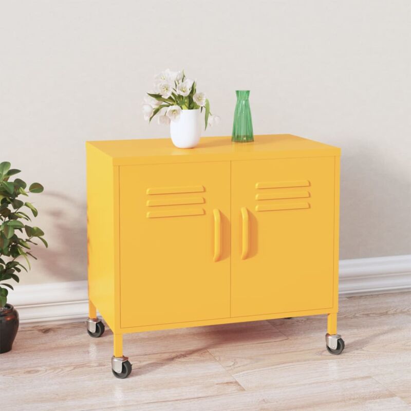 foto del prodotto armadietto giallo senape 60x35x56 cm in acciaio vidaxl 749009