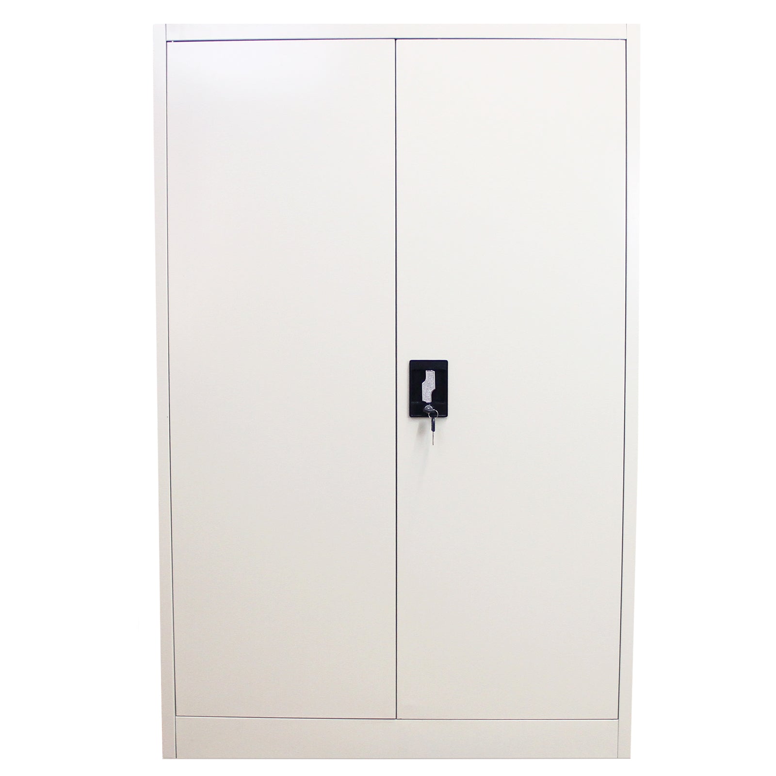foto del prodotto armadietto grigio chiaro alto 140cm in acciaio per casa e ufficio con 3 ripiani