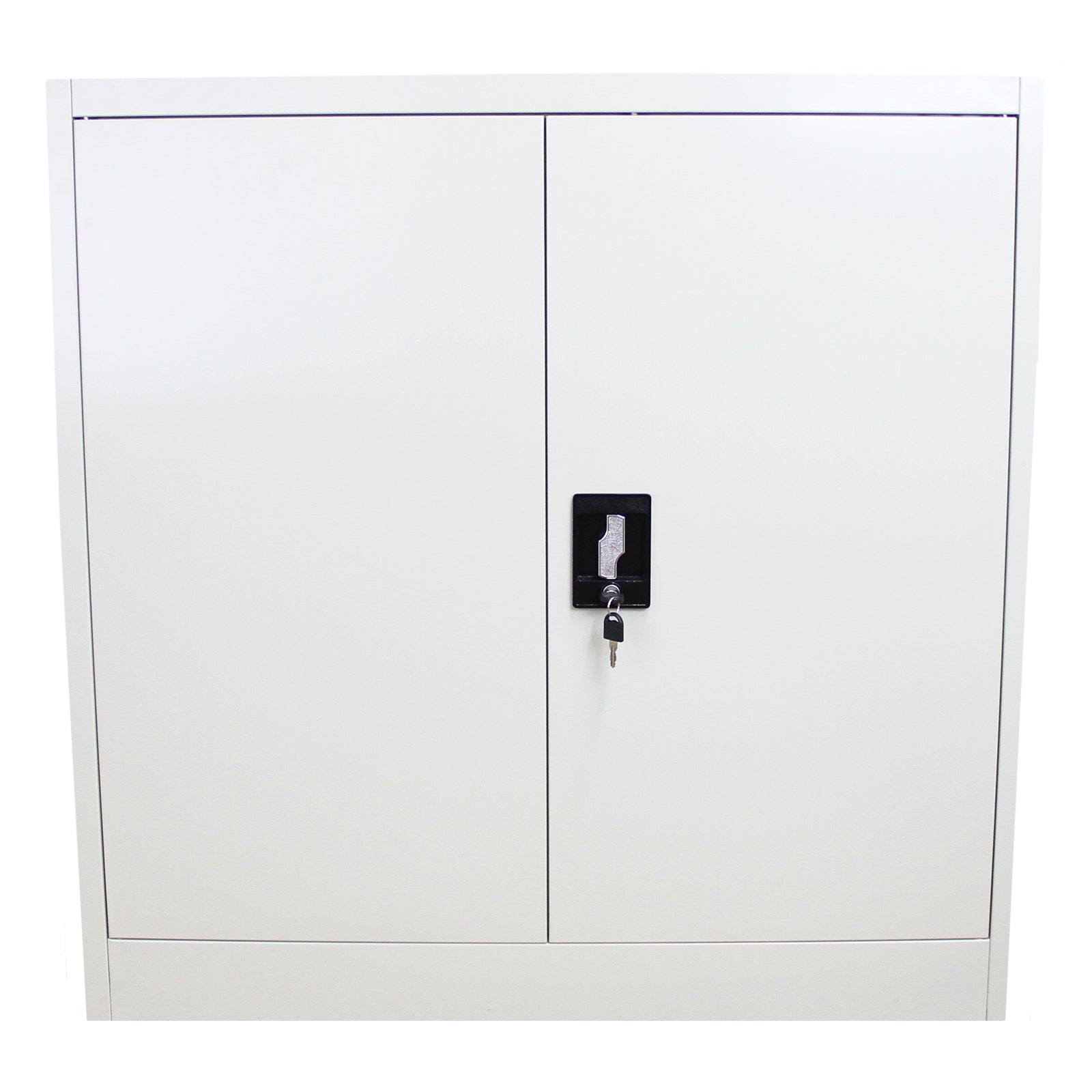 foto del prodotto armadietto grigio chiaro alto 90cm in acciaio per casa e ufficio con 2 ripiani