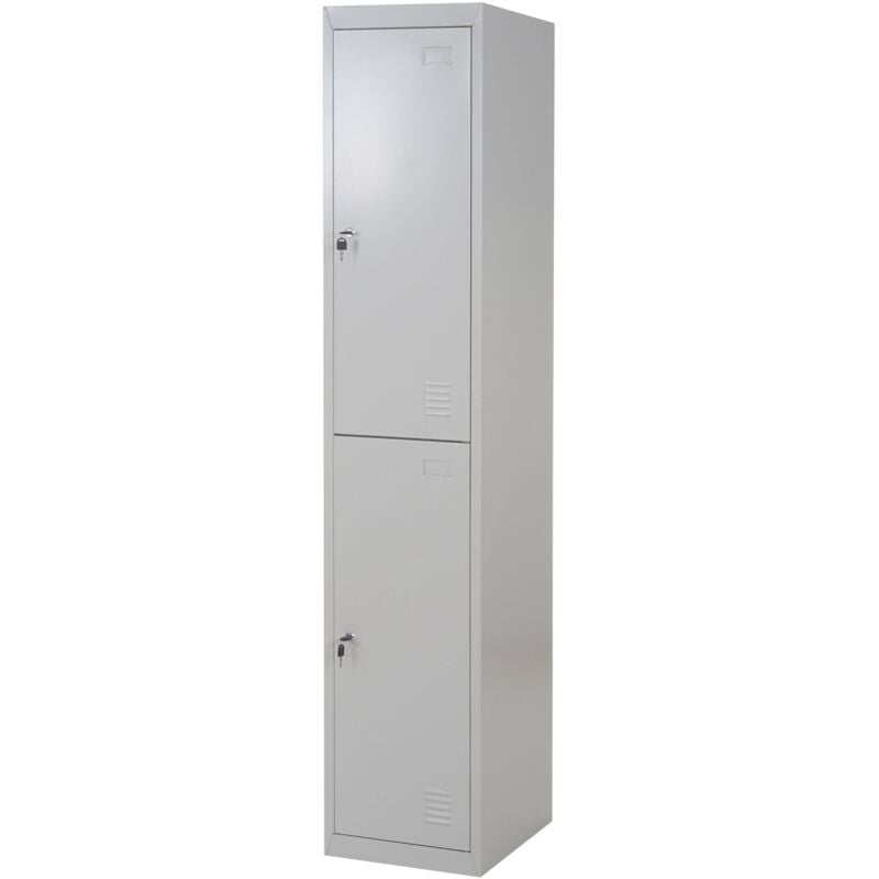 foto del prodotto armadietto guardaroba con armadietto 2 scomparti con serratura in metallo grigio 185x38x45 cm 040001661
