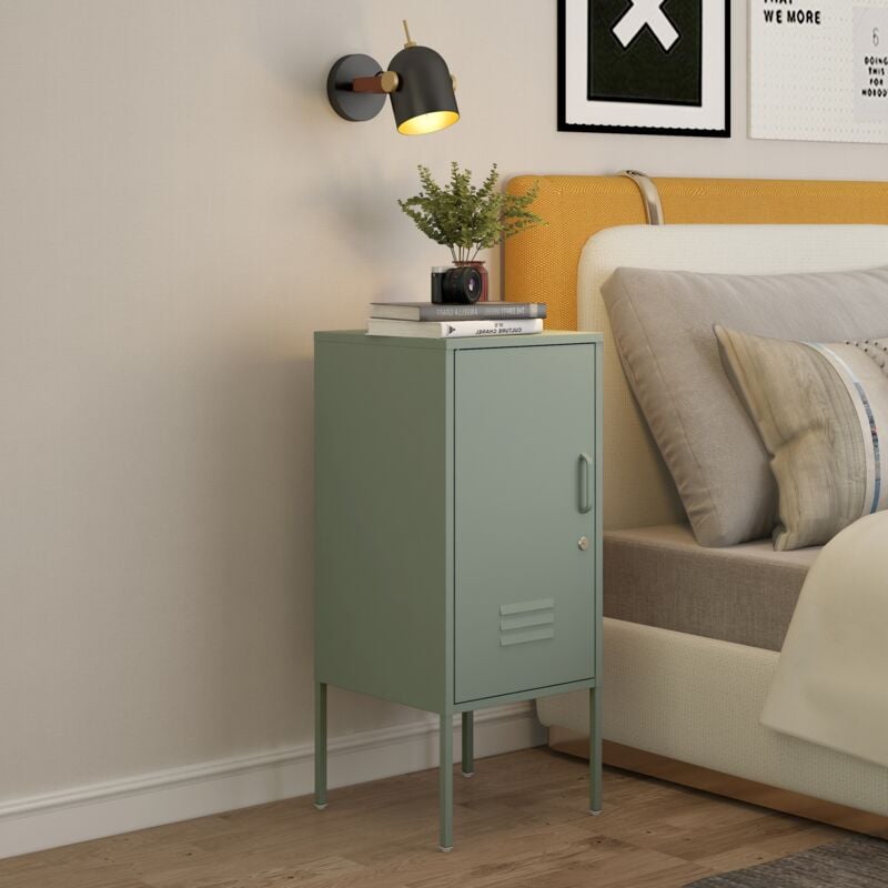 foto del prodotto armadietto hausj rvi comodino in acciaio con serratura - menta verde en.casa