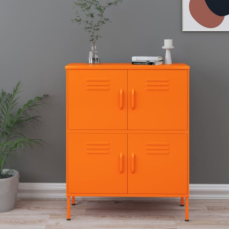 foto del prodotto armadietto in acciaio design industrial con 4 ante vari colori colore arancione