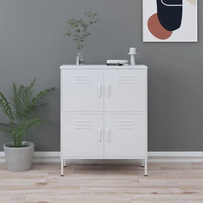 foto del prodotto armadietto in acciaio design industrial con 4 ante vari colori colore bianco