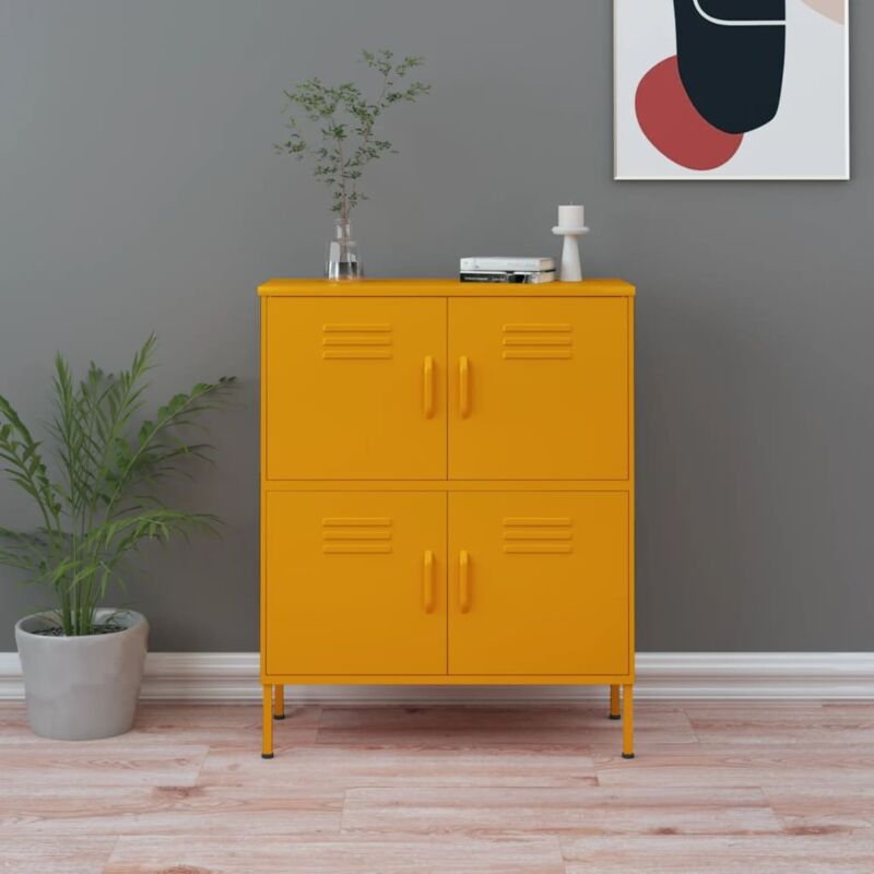 foto del prodotto armadietto in acciaio design industrial con 4 ante vari colori colore giallo