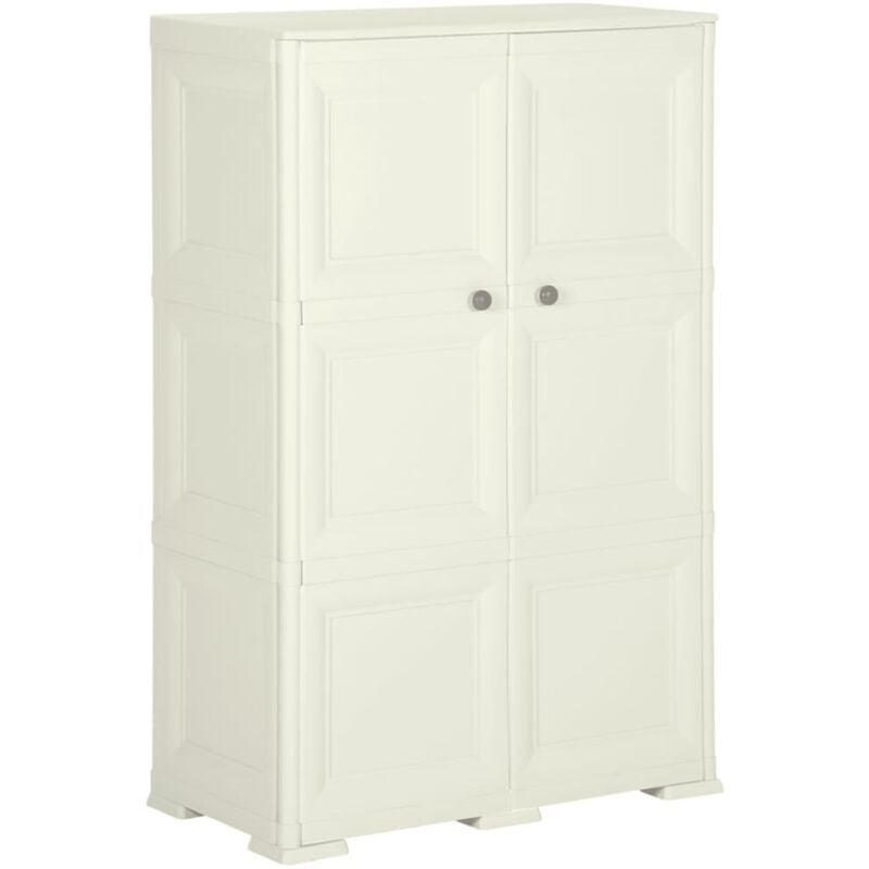 foto del prodotto armadietto in plastica 79x43x125 cm effetto legno con 2 ante vari colori colore effetto legno crema