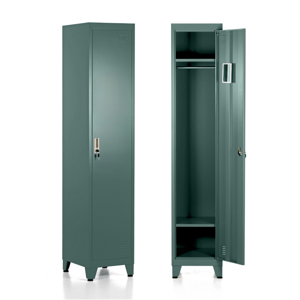 foto del prodotto armadietto metallico 1 antacon appendiabiti e serratura colore verde scuro