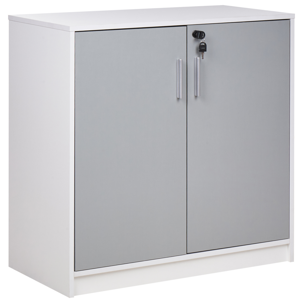 foto del prodotto armadietto moderno con 2 ante per l 39 ufficio, armadietto con 2 ripiani grigio chiaro bianco ufficio di casa stile moderno