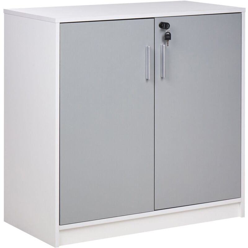foto del prodotto armadietto moderno con 2 ante per l ufficio, armadietto con 2 ripiani grigio chiaro bianco zehna