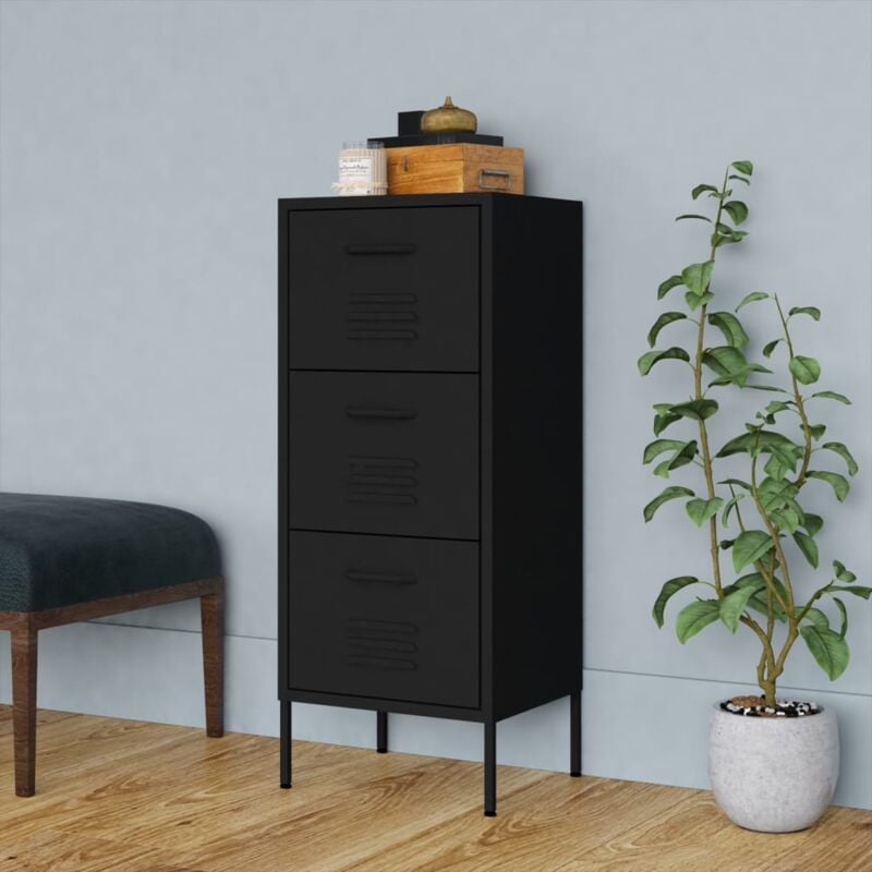 foto del prodotto armadietto nero 42,5x35x101,5 cm in acciaio