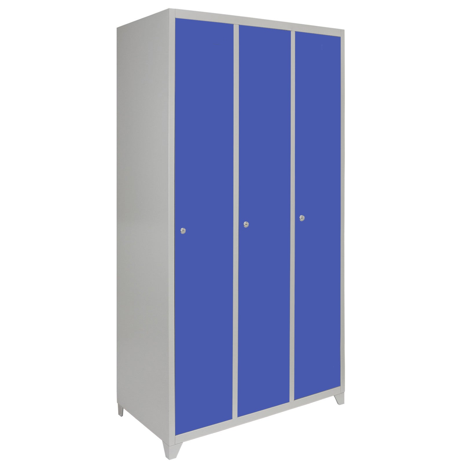 foto del prodotto armadietto orizzontale da montare 3 porte blu in acciaio per scuole e palestre