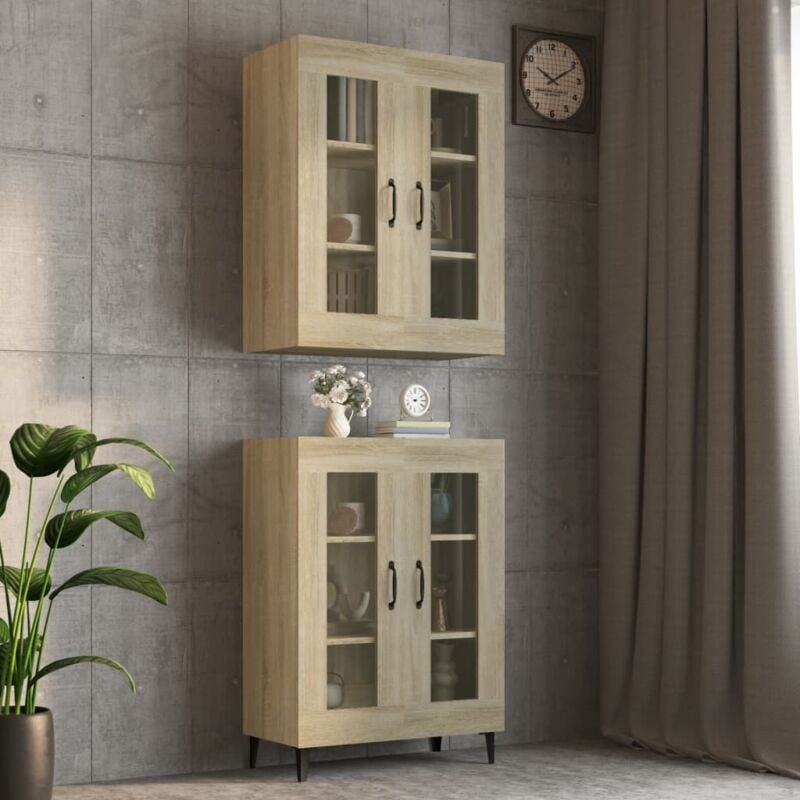 foto del prodotto armadietto pensile a parete rovere sonoma 69,5x34x90 cm cod mxl 11547