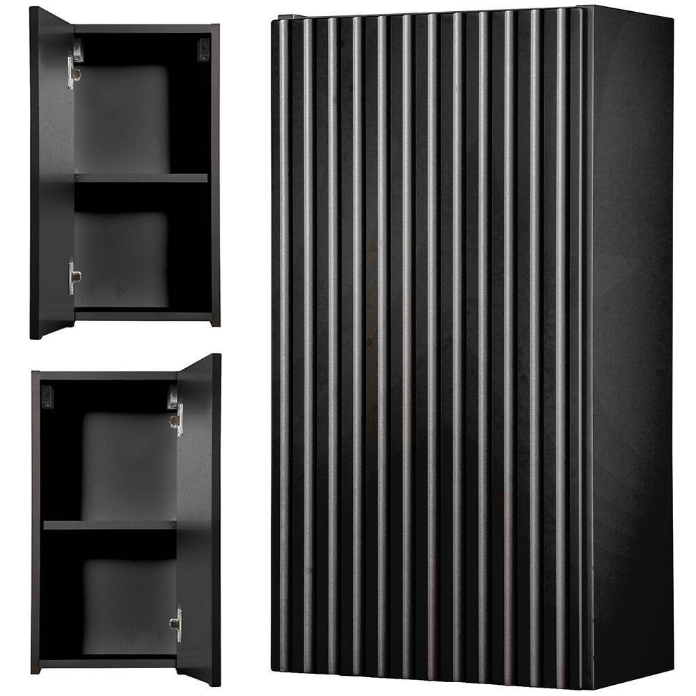 foto del prodotto armadietto pensile da bagno newport con anta reversibile 57x30x19 cm nero en.casa