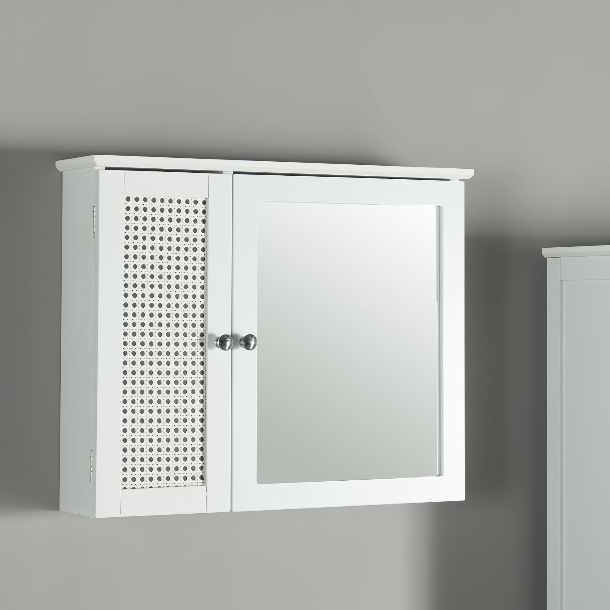 foto del prodotto armadietto pensile karls y per bagno con anta a specchio bianco en.casa 