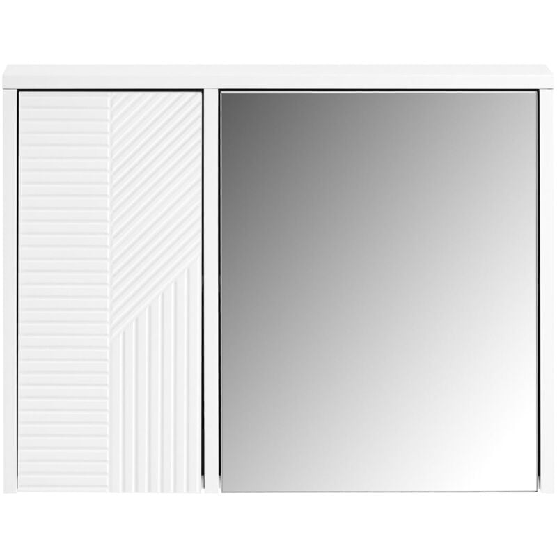 foto del prodotto armadietto pensile per bagno con specchio mobiletto bagno pensile mobilletto bagno parete bianco 60x15x46cm bzr153 w sobuy