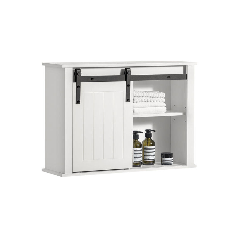 foto del prodotto armadietto pensile per bagno, pensile con anta scorrevole, mobiletto della cucina, bianco, 68x20x48 cm, bzr71 w sobuy