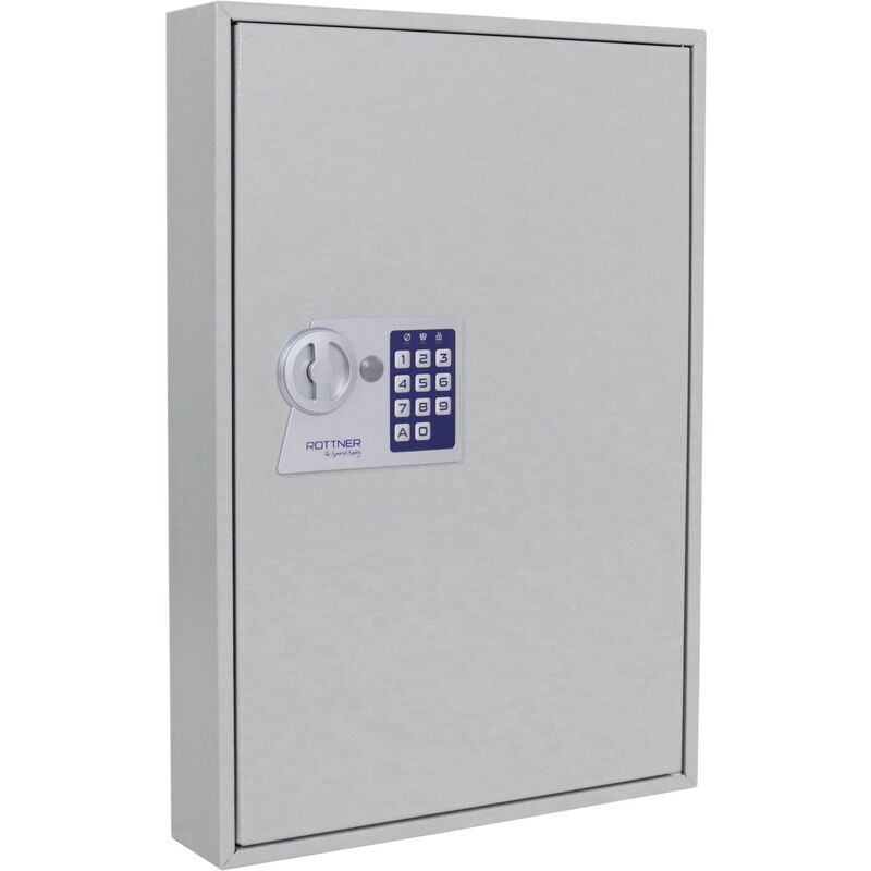 foto del prodotto armadietto per chiavi s 100 con serratura elettronica, grigio chiaro, 100 portachiavi gratis, kit di fissaggio incluso rottner