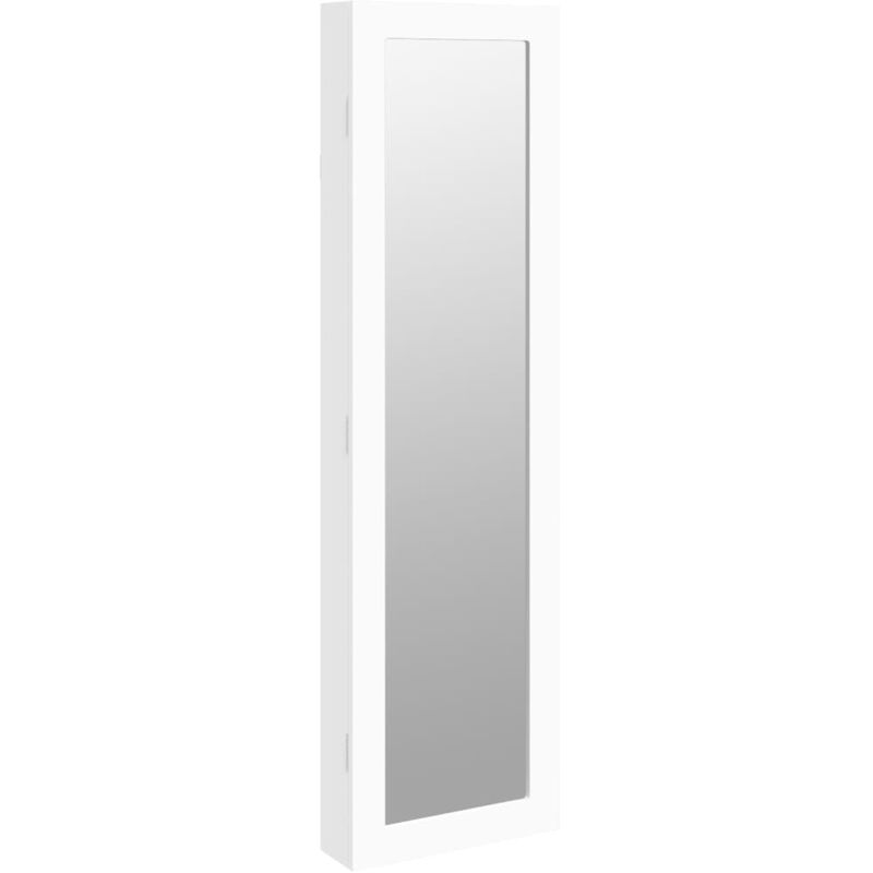 foto del prodotto armadietto per gioielli, organizer per mobili, camera da letto, guardaroba, bagno con specchio a parete 30 x 8,5 x 106 cm bianco 020022832