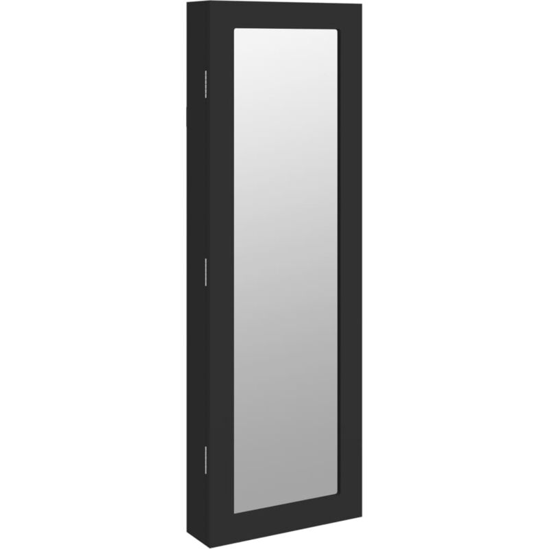 foto del prodotto armadietto per gioielli, portaoggetti, organizer per mobili, camera da letto, guardaroba, bagno, con specchio a parete 30 x 8,5 x 90 cm nero