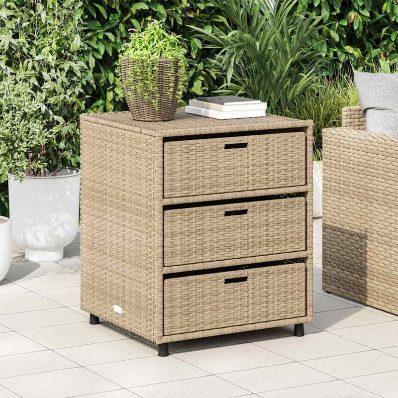 foto del prodotto armadietto portaoggetti da giardino beige 55x59x69cm polyrattan vidaxl