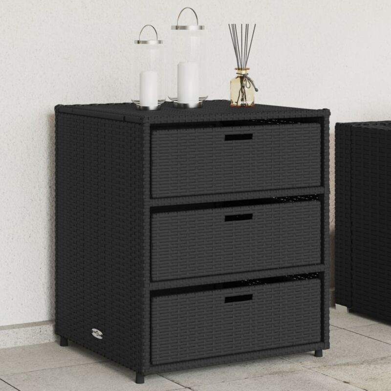 foto del prodotto armadietto portaoggetti da giardino nero 55x59x69cm polyrattan vidaxl