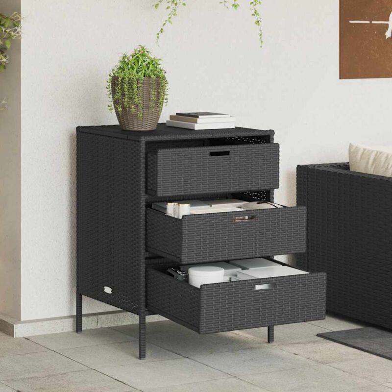 foto del prodotto armadietto portaoggetti da giardino nero 55x59x80cm polyrattan vidaxl