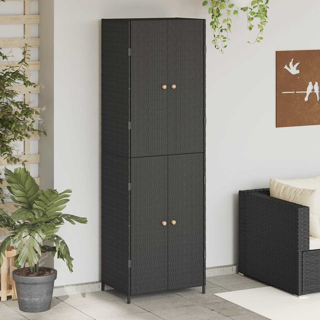 foto del prodotto armadietto portaoggetti da giardino nero 59x40x180cm polyrattan