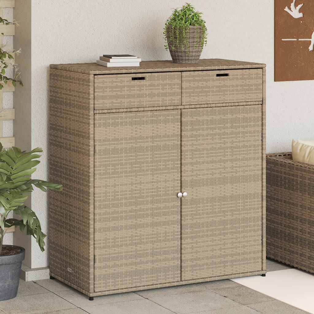 foto del prodotto armadietto portaoggetti giardino beige 105x55x113cm polyrattancod mxl 112410