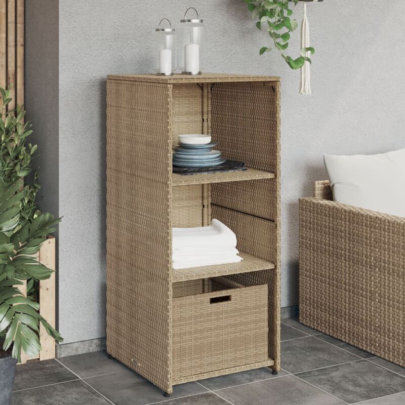 foto del prodotto armadietto portaoggetti giardino beige 50x55x115cm polyrattan vidaxl