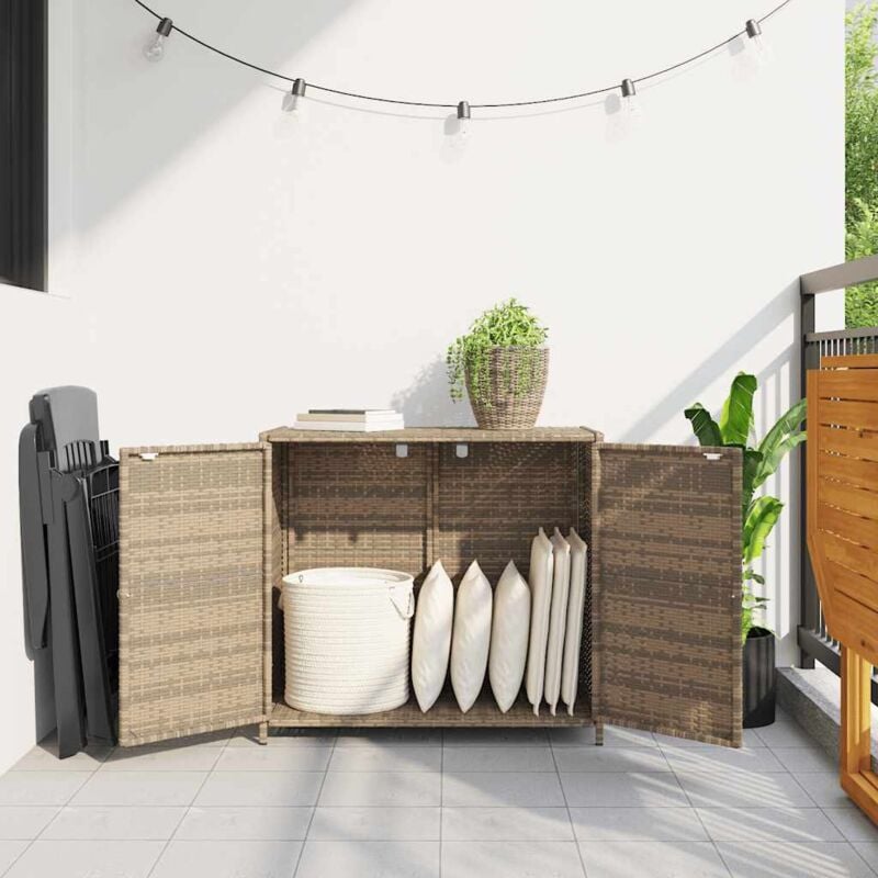 foto del prodotto armadietto portaoggetti giardino beige 83x45x76 cm polyrattan vidaxl