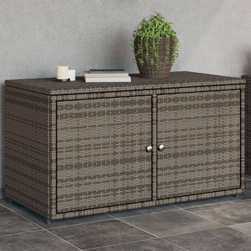 foto del prodotto armadietto portaoggetti giardino grigio 110x55x60,5 polyrattan vidaxl