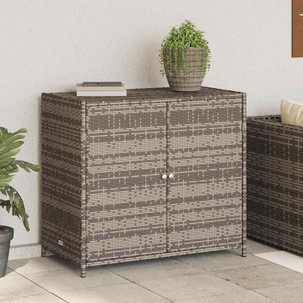 foto del prodotto armadietto portaoggetti giardino grigio 83x45x76 cm polyrattancod mxl 110513
